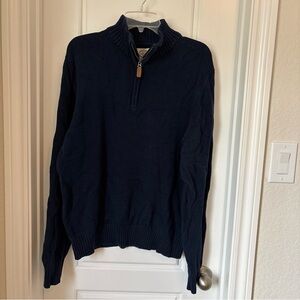 St. John's Bay Men's Navy Blue 1/4 Zip Sweater